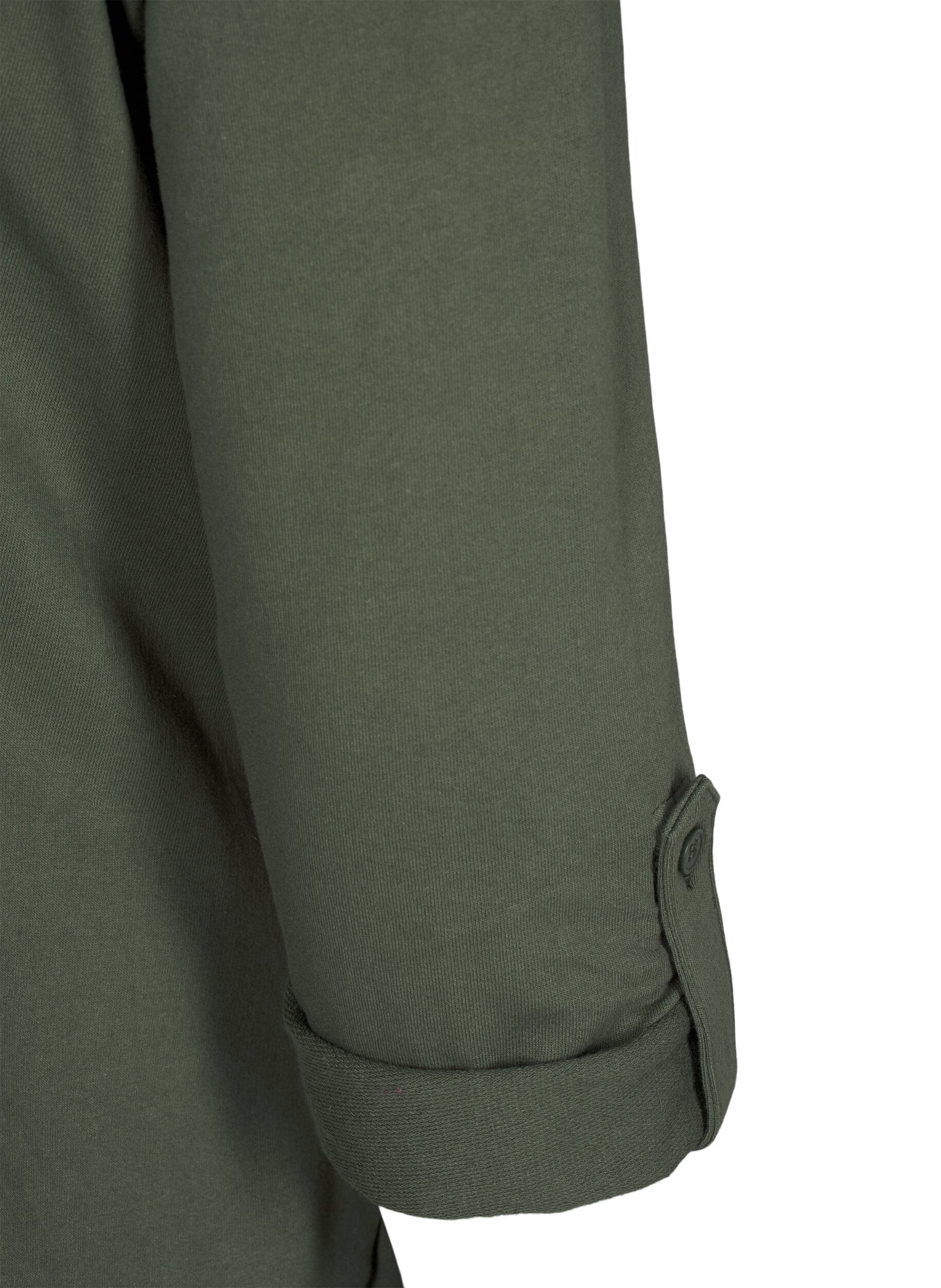 Zizzi Robe ballon en coton avec poches, Vert, Packshot image number 3