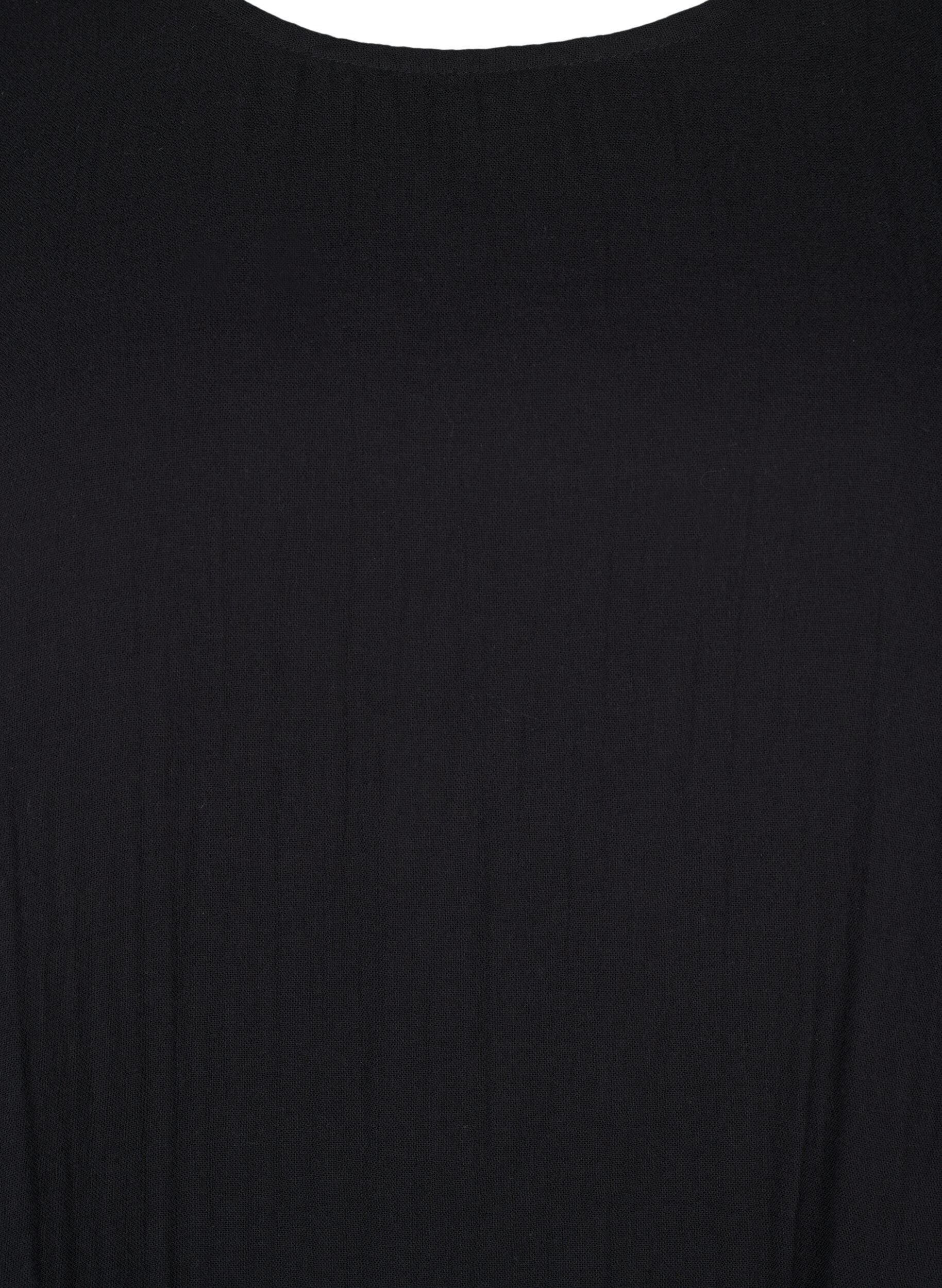 Zizzi Robe &agrave; manches courtes en coton &agrave; une coupe &eacute;vas&eacute;e, Black, Packshot image number 2