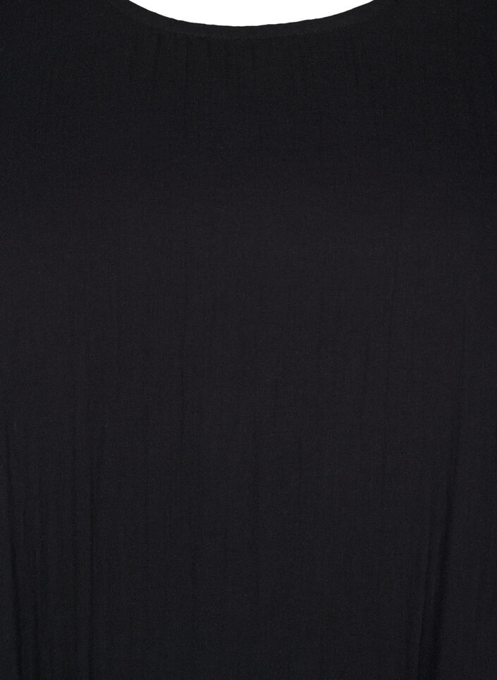 Robe à manches courtes en coton à une coupe évasée, Black, Packshot image number 2