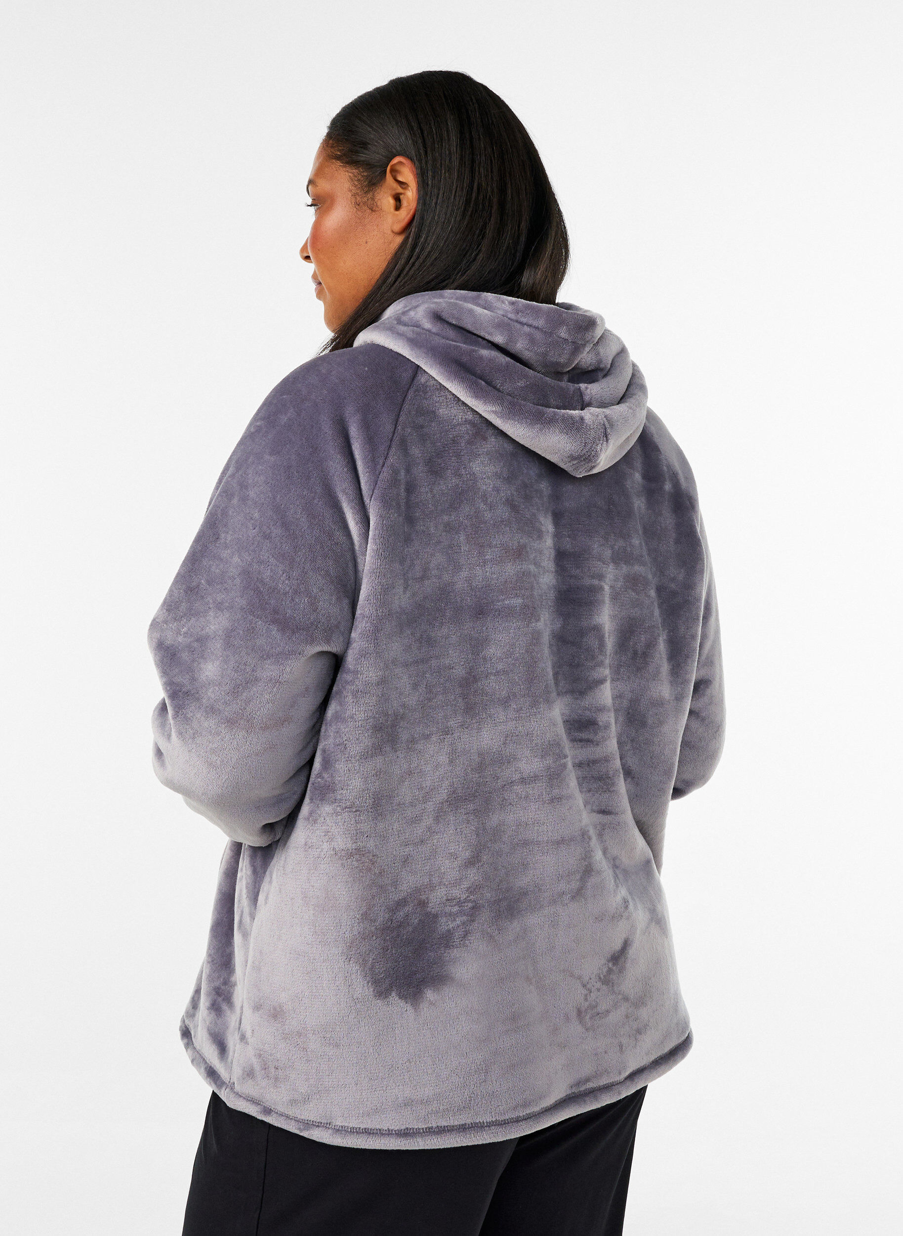 ZizziSweat &agrave; capuche en velours avec poche kangourou, Gris, Model image number 2