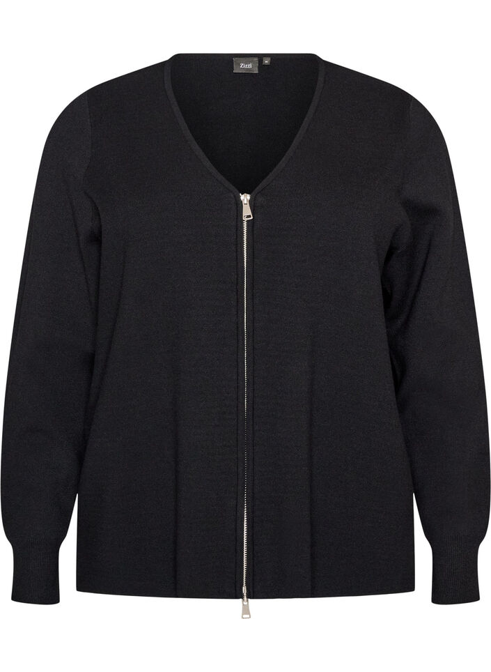 Cardigan avec zip double curseur, Noir, Packshot image number 0