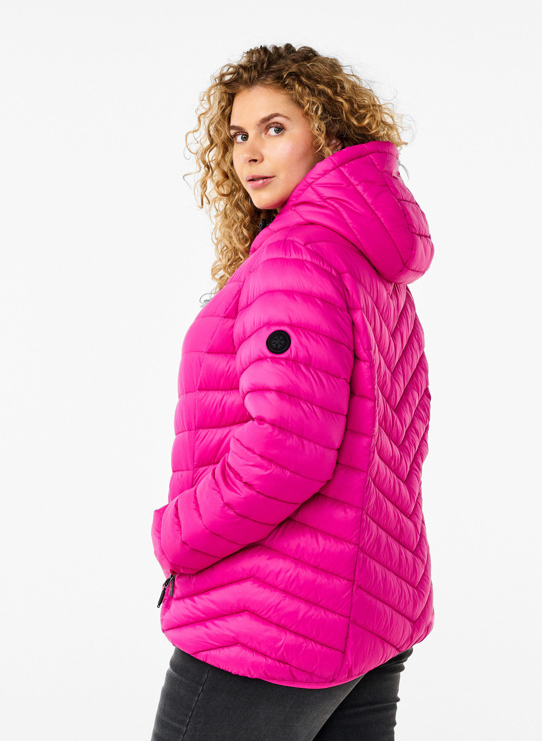Zizzi Veste l&eacute;g&egrave;re &agrave; capuche, Rose, Model image number 2
