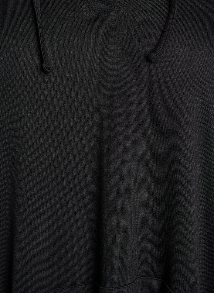 Robe sweat &agrave; capuche courte avec poche kangourou, Noir, Packshot image number 2