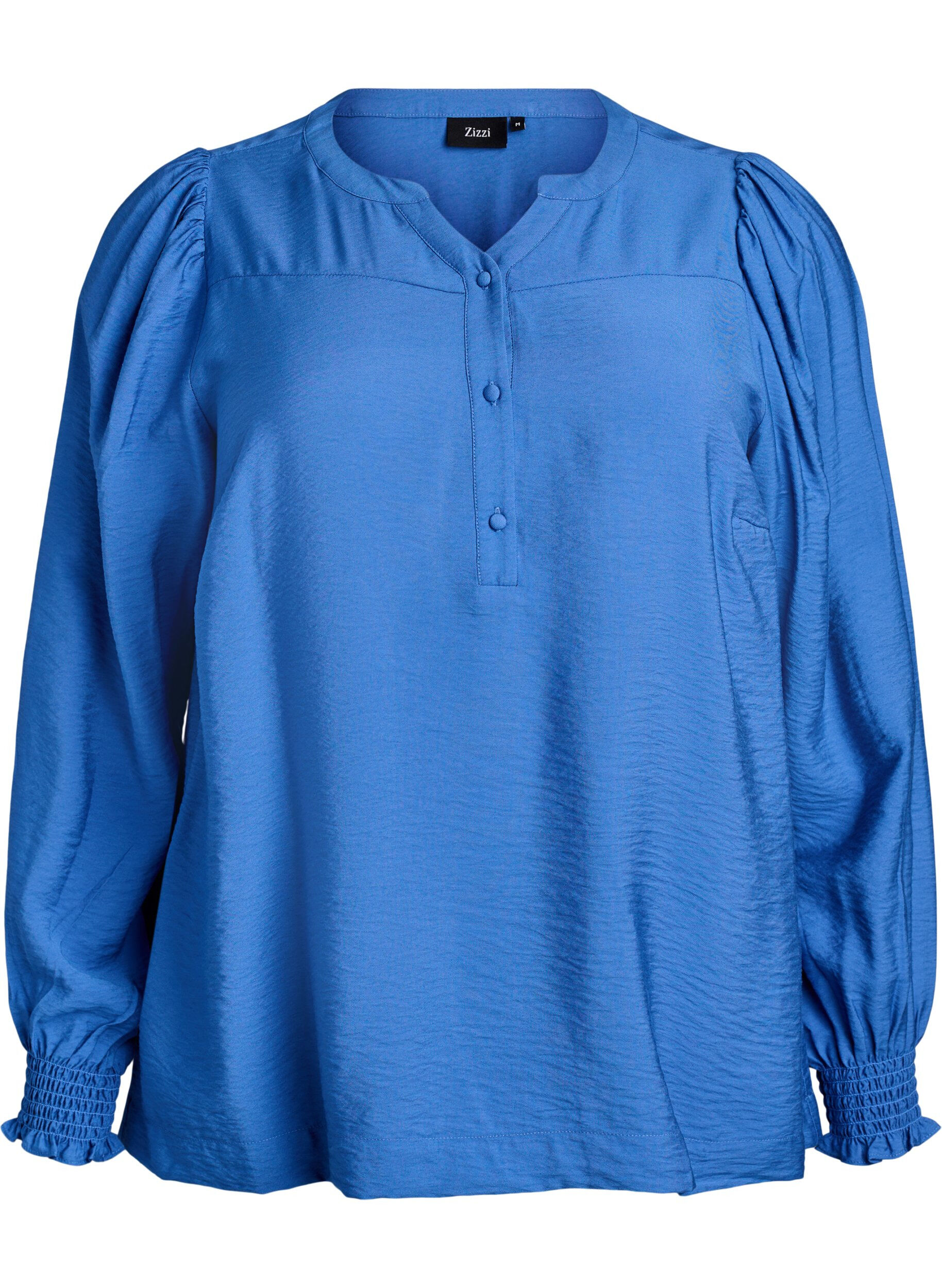 ZizziBlouse en viscose avec smock et d&eacute;tails fronc&eacute;s, Bleu, Packshot image number 0