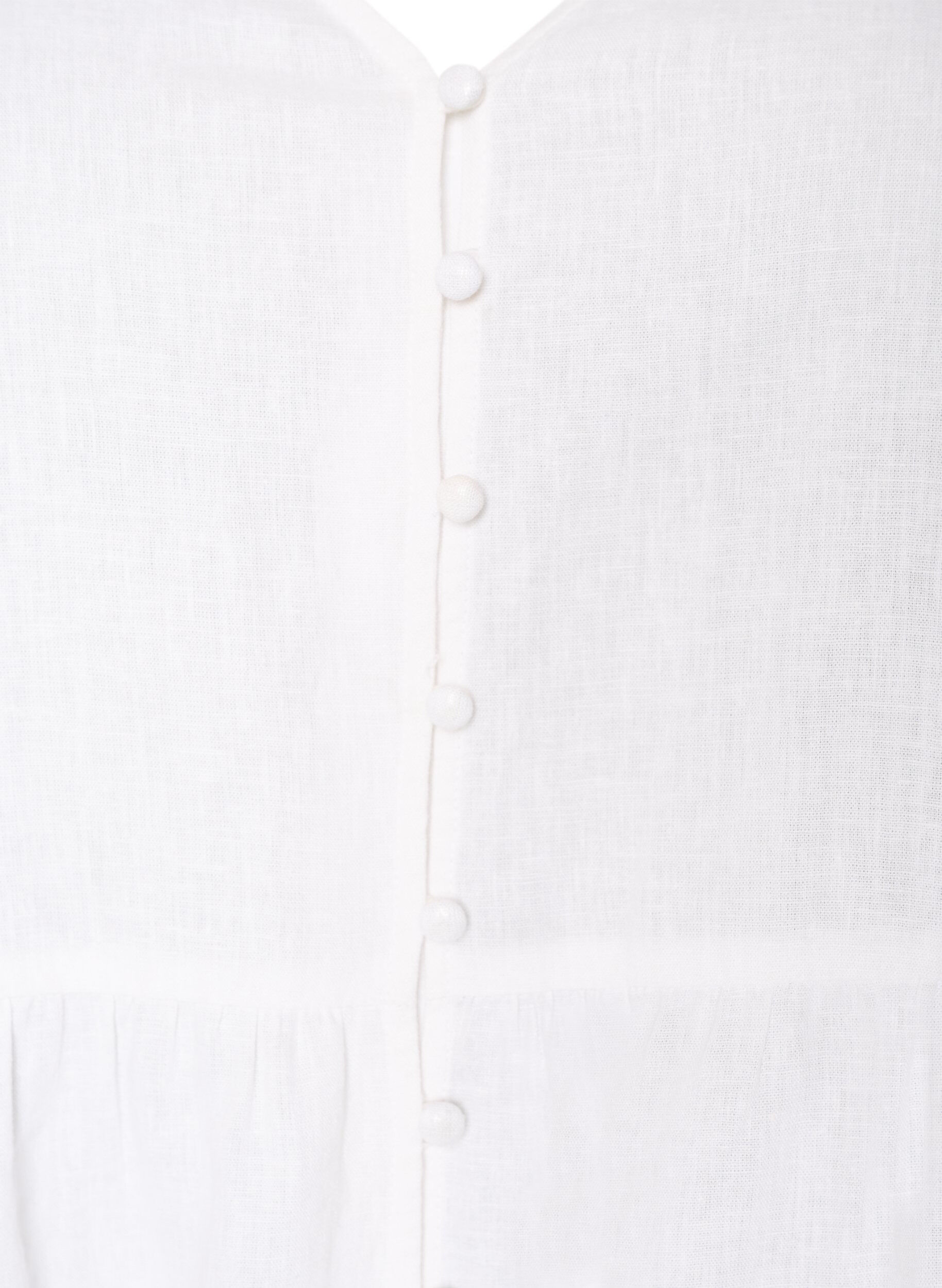 ZizziBlouse en lin et viscose avec un col en V et une fermeture boutonn&eacute;e, Blanc, Packshot image number 2