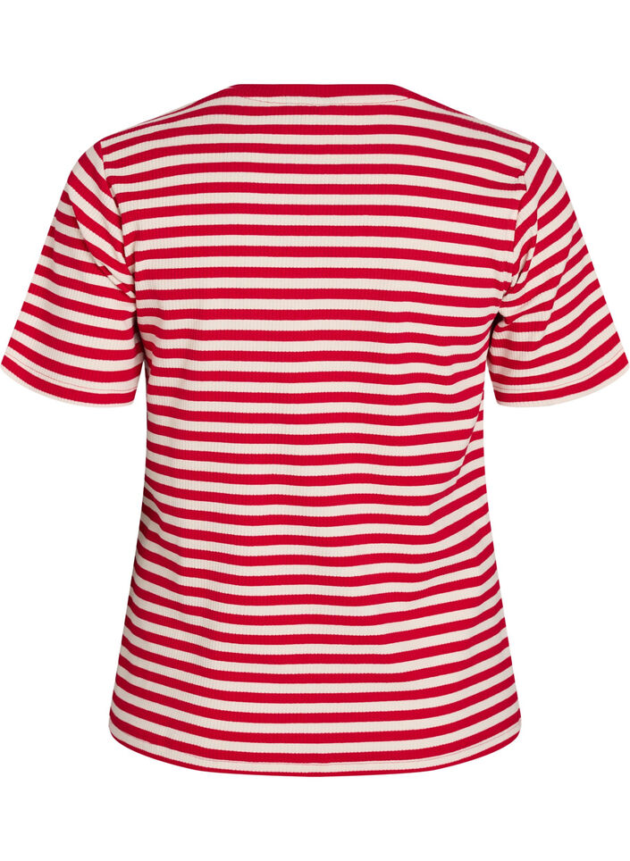 T-shirt ray&eacute; &agrave; texture c&ocirc;tel&eacute;e, Rouge, Packshot image number 1