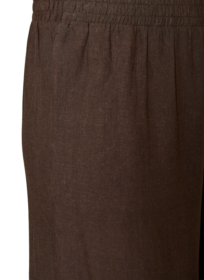 Pantalon large en lin et viscose, Marron, Packshot image number 2