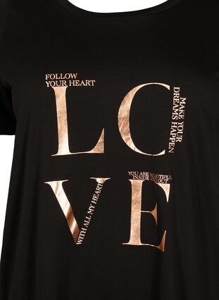 T-shirt en coton à manches courtes avec impression, Black W. Love , Packshot image number 2