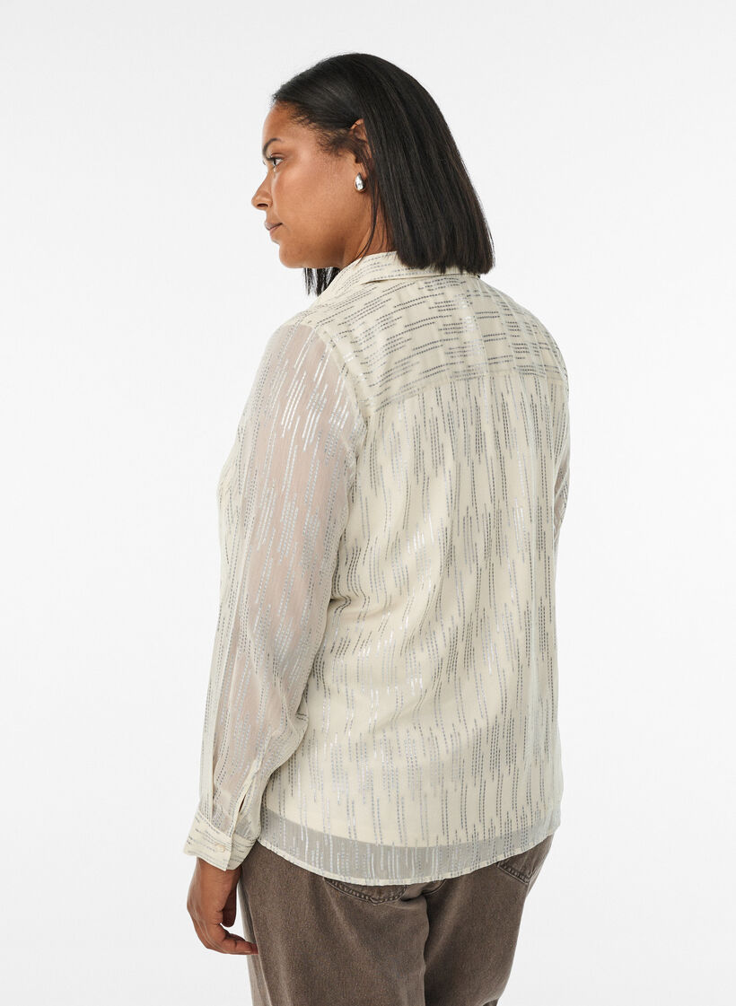 Chemise à motif pailleté, Vanille, Model image number 2