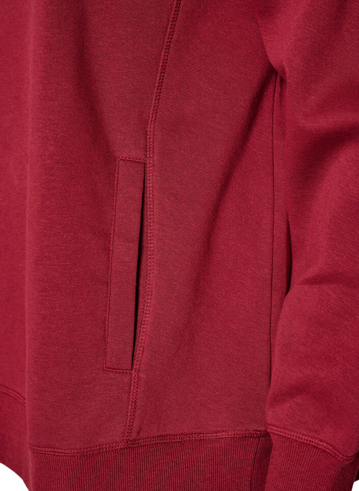 Sweat &agrave; col montant et poches, Bordeaux, Packshot image number 3