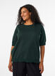 Blouse en fine maille &agrave; manches courtes, Vert fonc&eacute;, Model image number 0