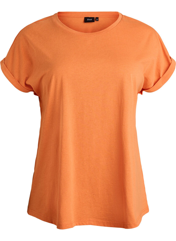 T-shirt &agrave; manches courtes en coton m&eacute;lang&eacute;, Orange, Packshot image number 0