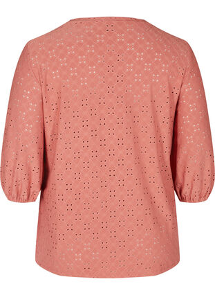 Blouse à manches 3/4 et broderie anglaise, Canyon Rose, Packshot image number 1