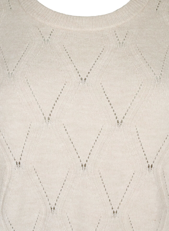 Robe en maille ajourée à manches longues, Birch Mel., Packshot image number 2