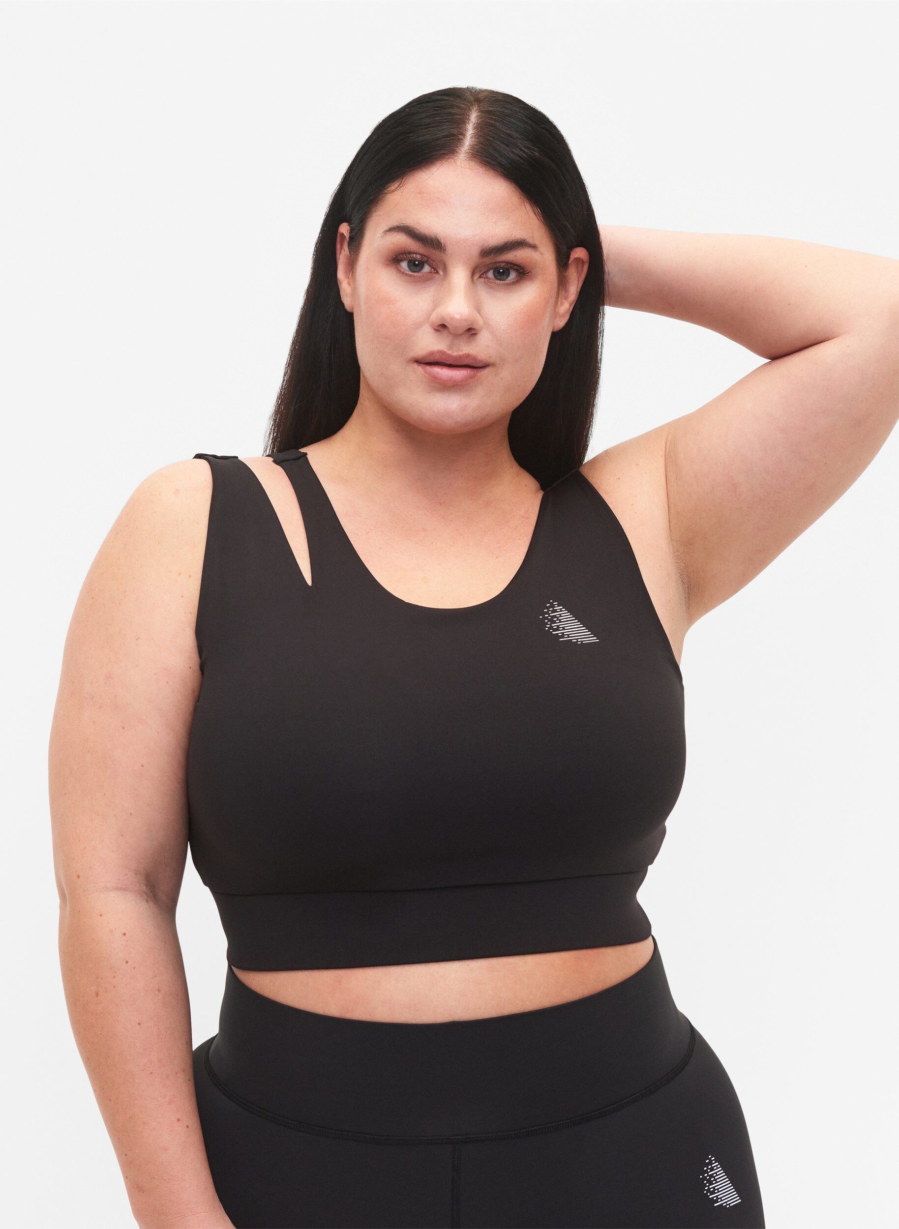 Zizzi Soutien-gorge de sport avec d&eacute;coupe, Black, Model image number 0