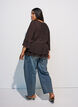 Blouse &agrave; manches 3/4 et volants, Marron, Model image number 2
