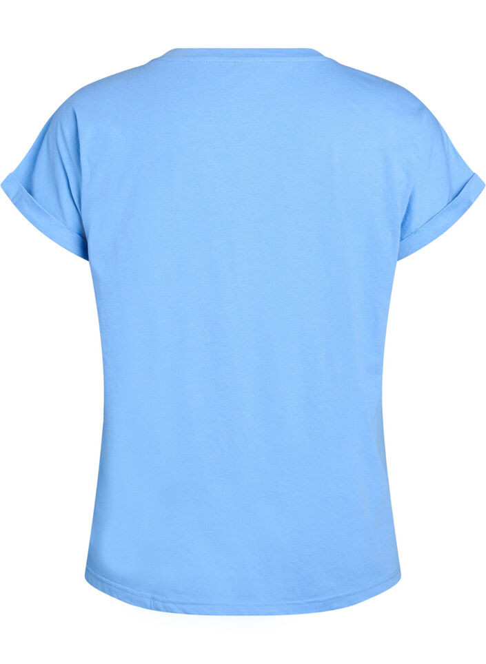 T-shirt &agrave; manches courtes en coton m&eacute;lang&eacute;, Bleu, Packshot image number 1