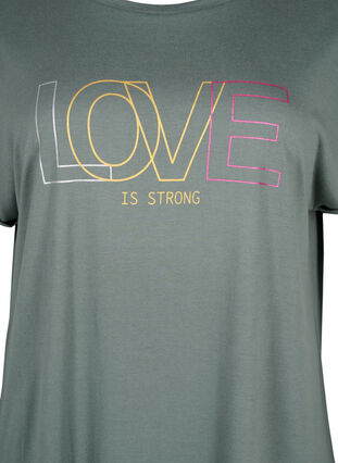 Chemise de nuit à manches courtes avec imprimé de texte, Balsam Green Love, Packshot image number 2