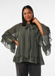 Blouse avec ruban &agrave; nouer et volants, Gris anthracite, Model image number 0