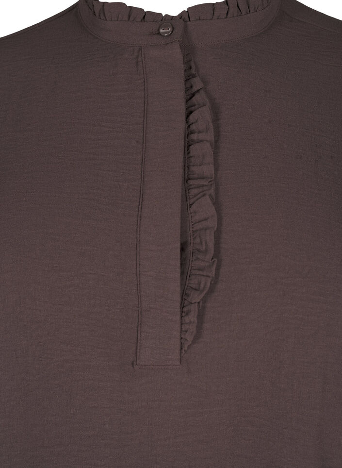 Robe à manches longues avec détails volantés, Chocolate Martini, Packshot image number 2