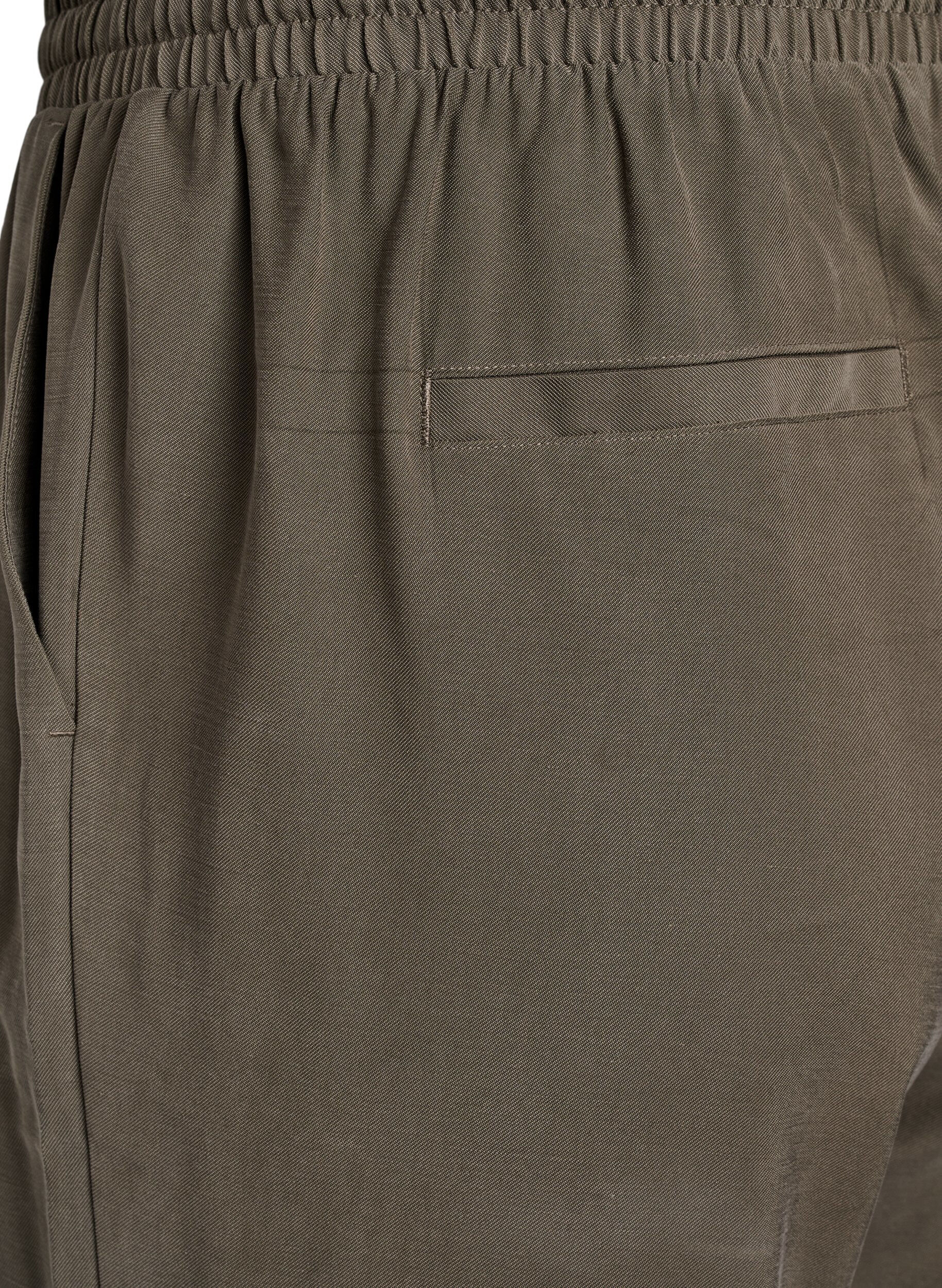 Zizzi FLASH - Pantalon en viscose avec ceinture &eacute;lastique, Vert, Packshot image number 3