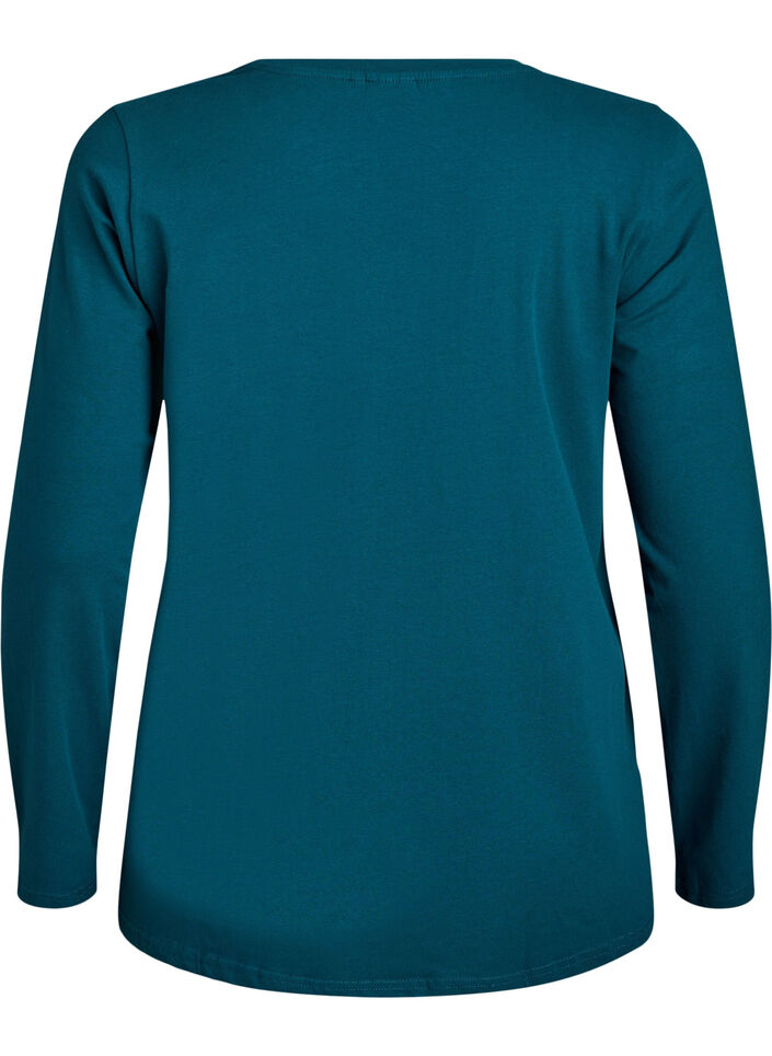 Top basic en jersey avec manches longues, Vert fonc&eacute;, Packshot image number 1