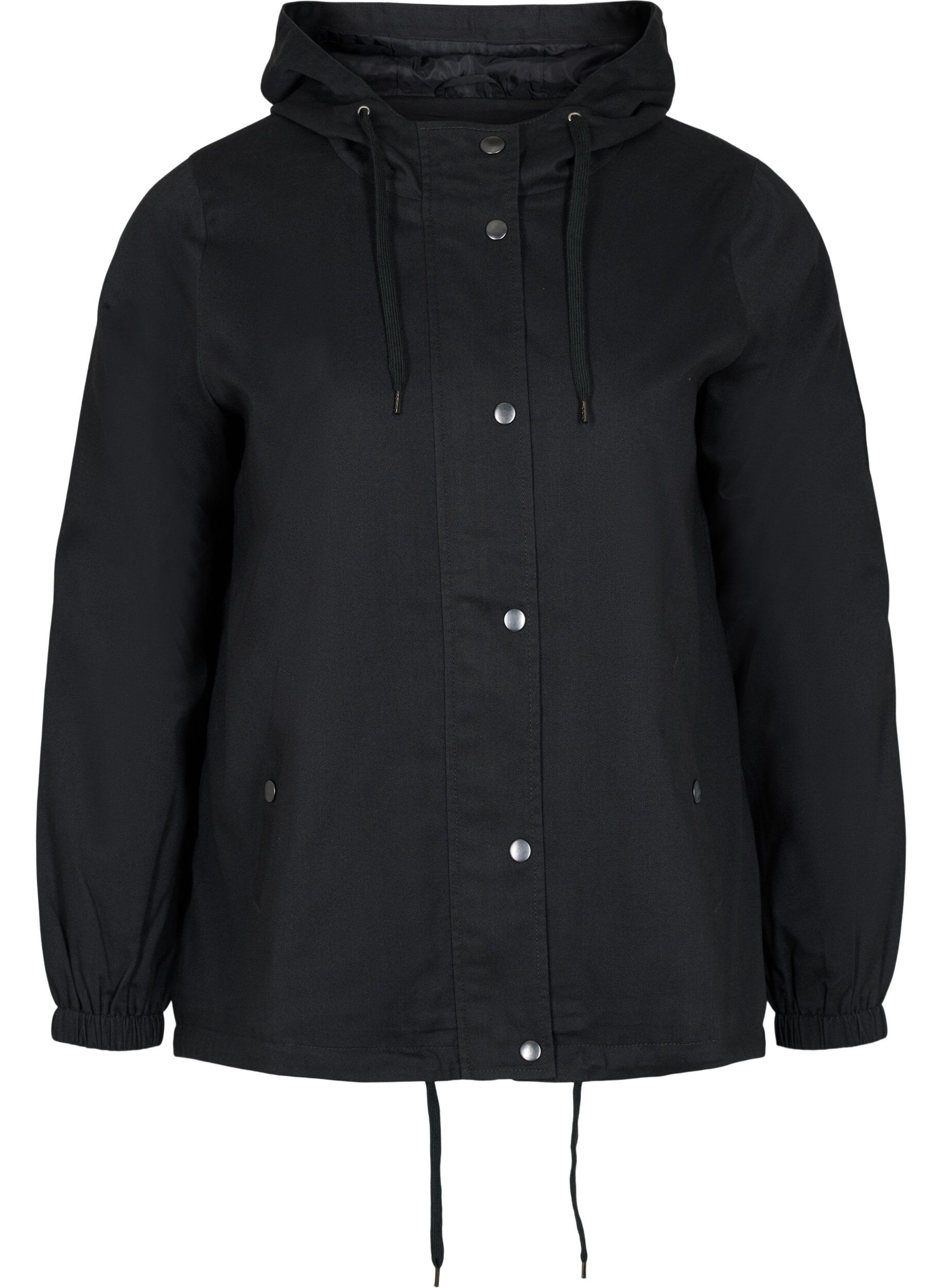 Zizzi Veste Parka courte &agrave; capuche et bas ajustable, Black, Packshot image number 0