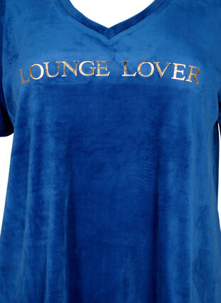 T-shirt en velours avec un col en V, Monaco Blue, Packshot image number 2