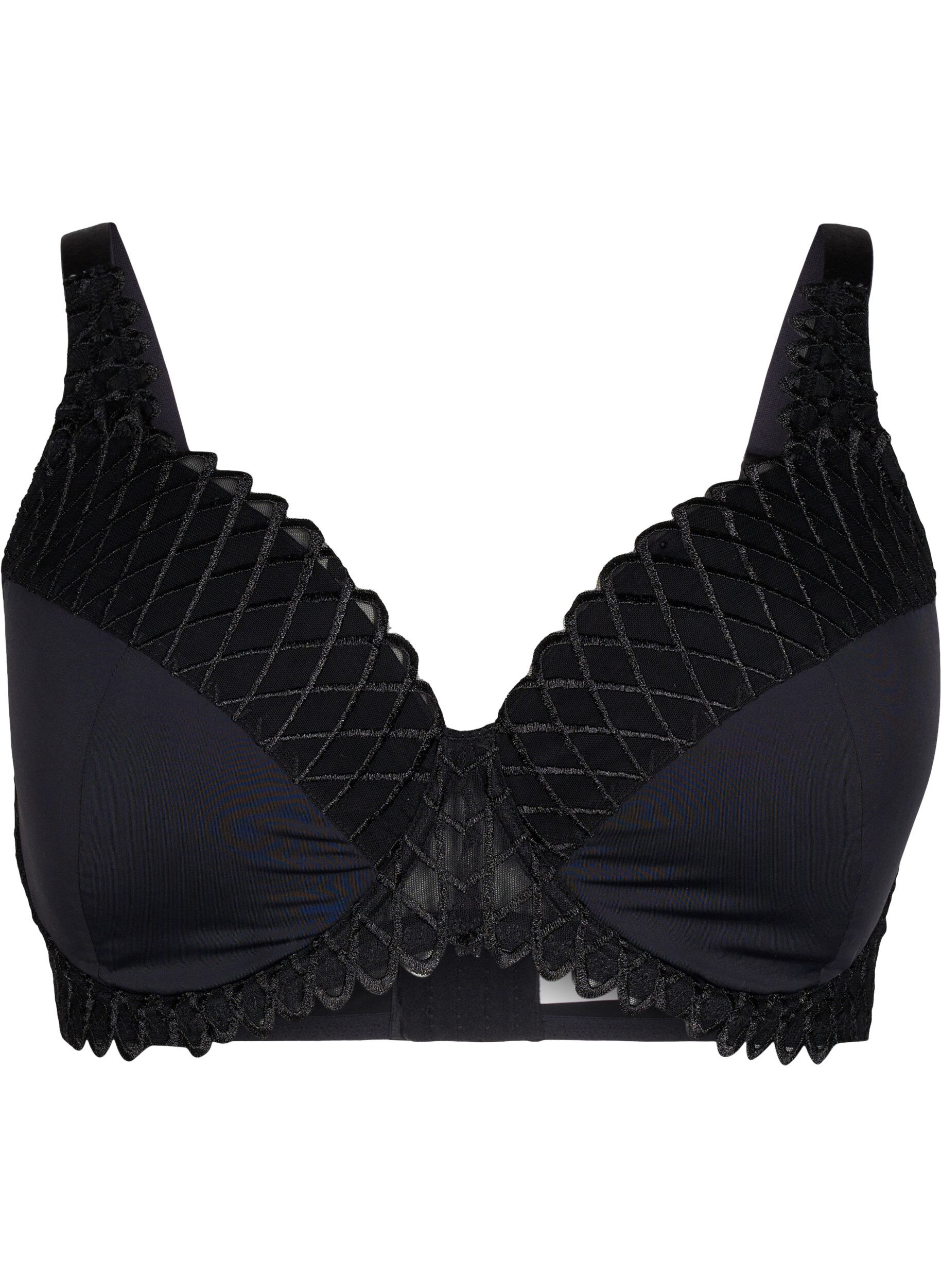 Zizzi Soutien-gorge rembourr&eacute; avec armature et d&eacute;tails en dentelle, Noir, Packshot image number 0