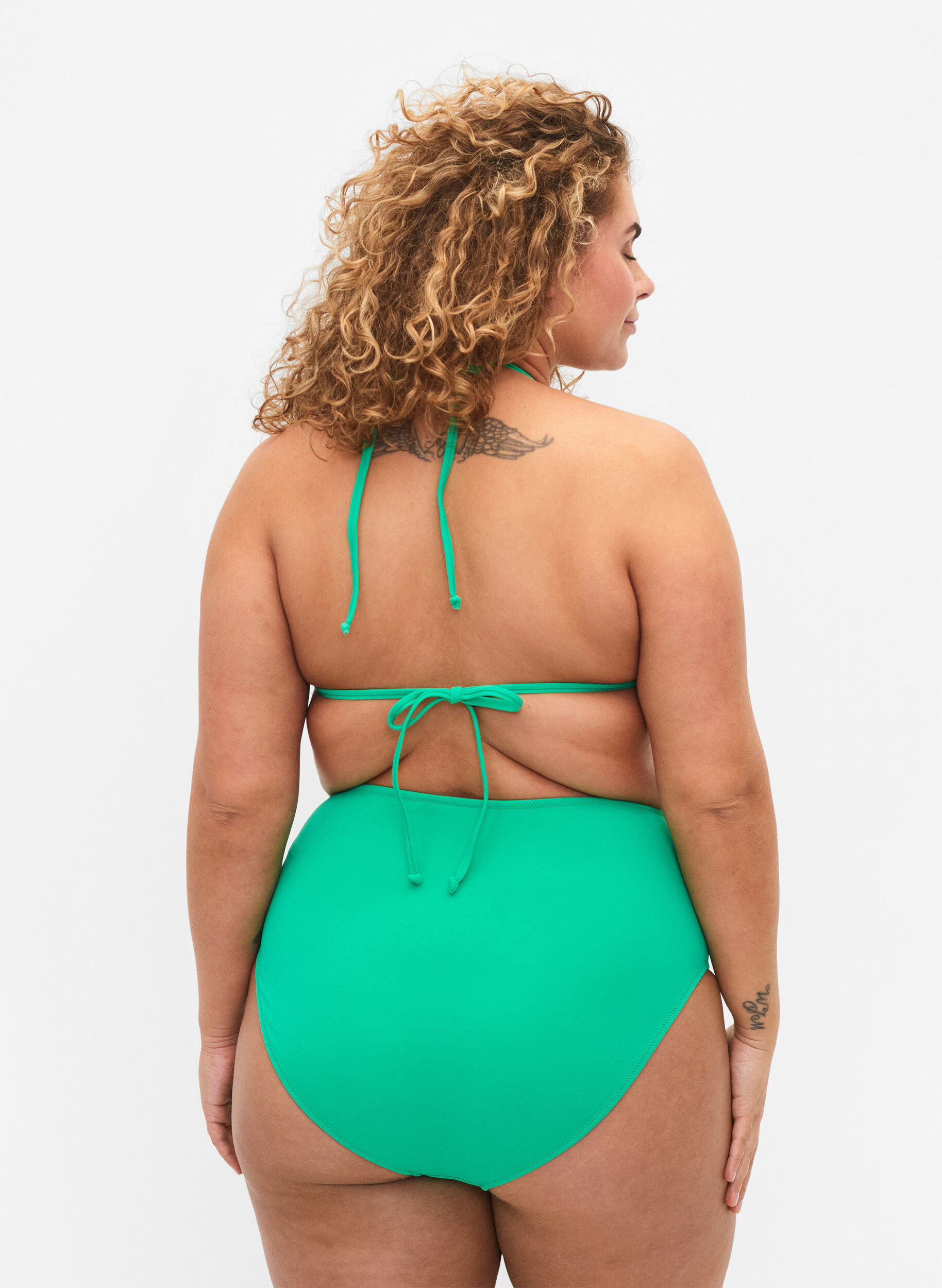 Zizzi Culotte de bikini &agrave; taille haute, Vert, Model image number 1