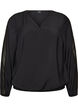 Blouse avec effet ballon et d&eacute;tails en mousseline, Noir, Packshot image number 0