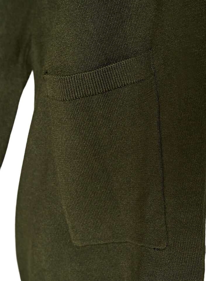 Long cardigan tricot&eacute; dans un m&eacute;lange de viscose, Vert fonc&eacute;, Packshot image number 3