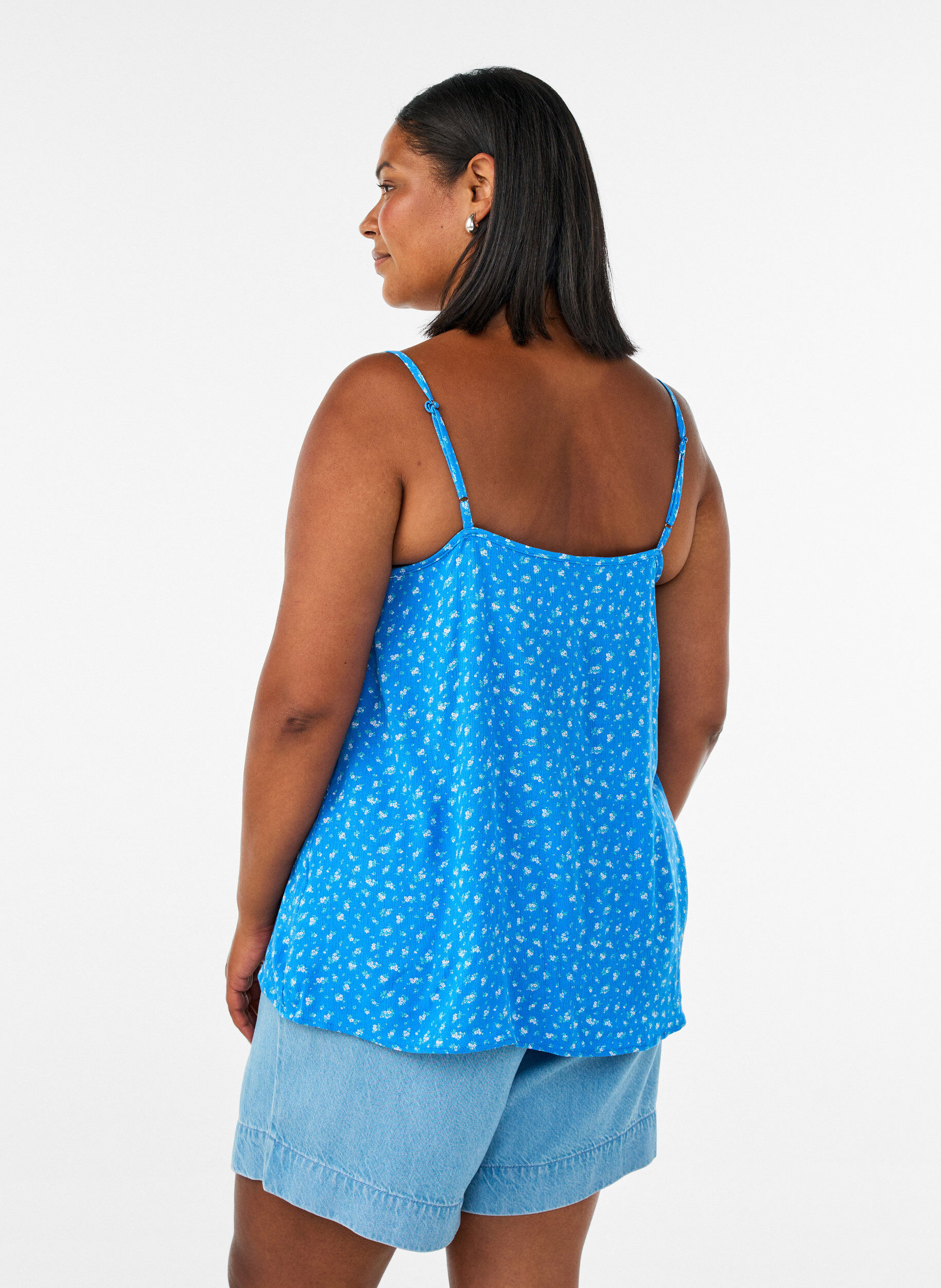 ZizziTop &agrave; bretelles en viscose, Bleu, Model image number 2