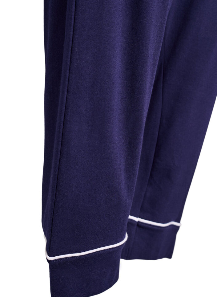 Pantalon de pyjama taille haute en coton, Bleu, Packshot image number 3