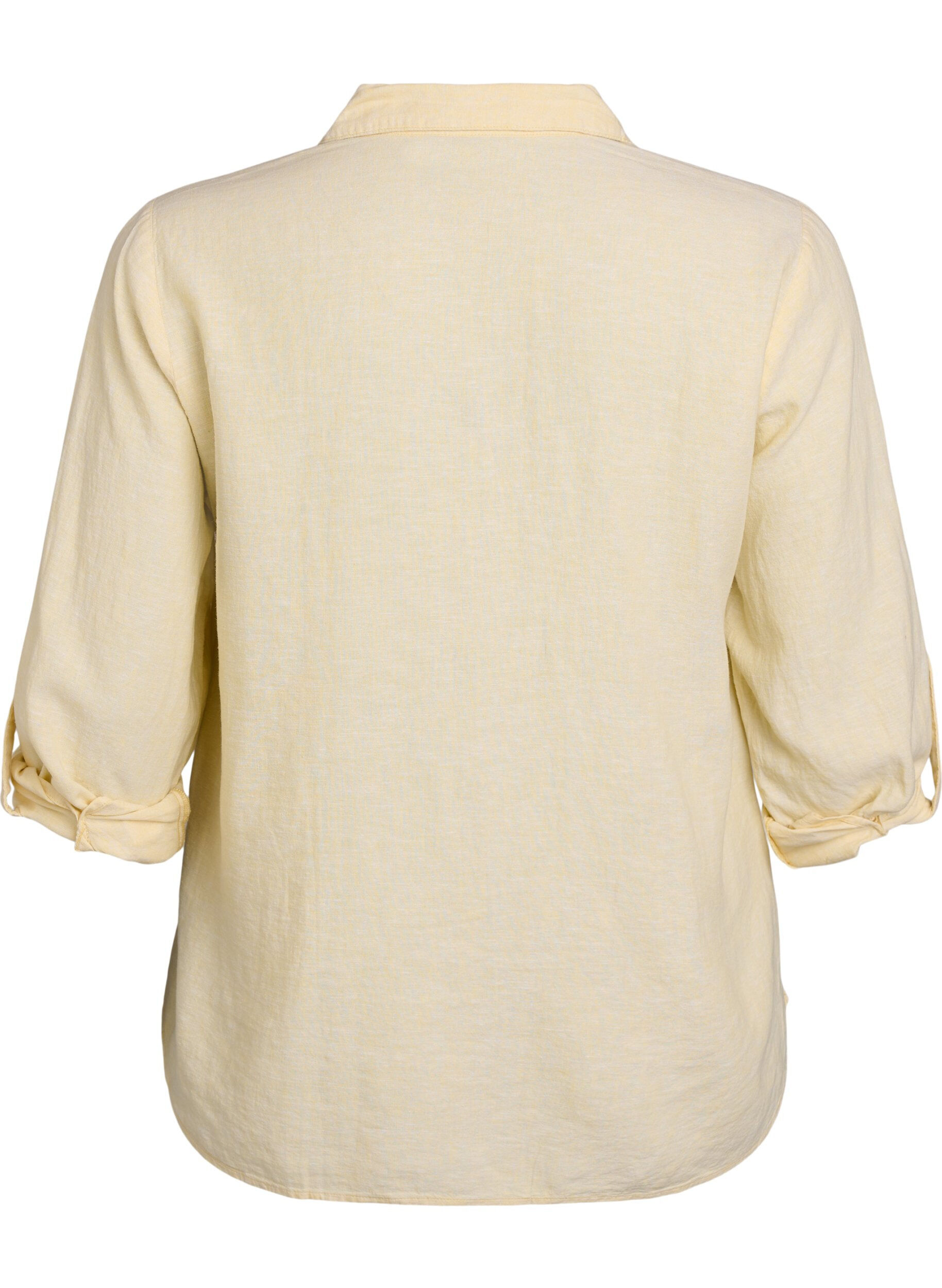 ZizziChemise en lin et viscose avec manches 3/4, Jaune clair, Packshot image number 1