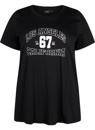 T-shirt en coton avec impression sur le devant, Black LOS ANGELES, Packshot image number 0