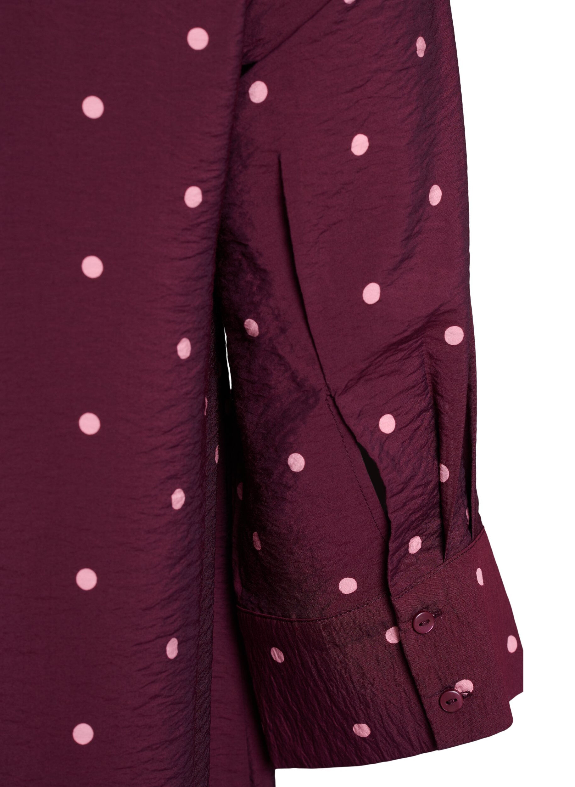 Zizzi Robe courte avec col et poche poitrine, Bordeaux, Packshot image number 3