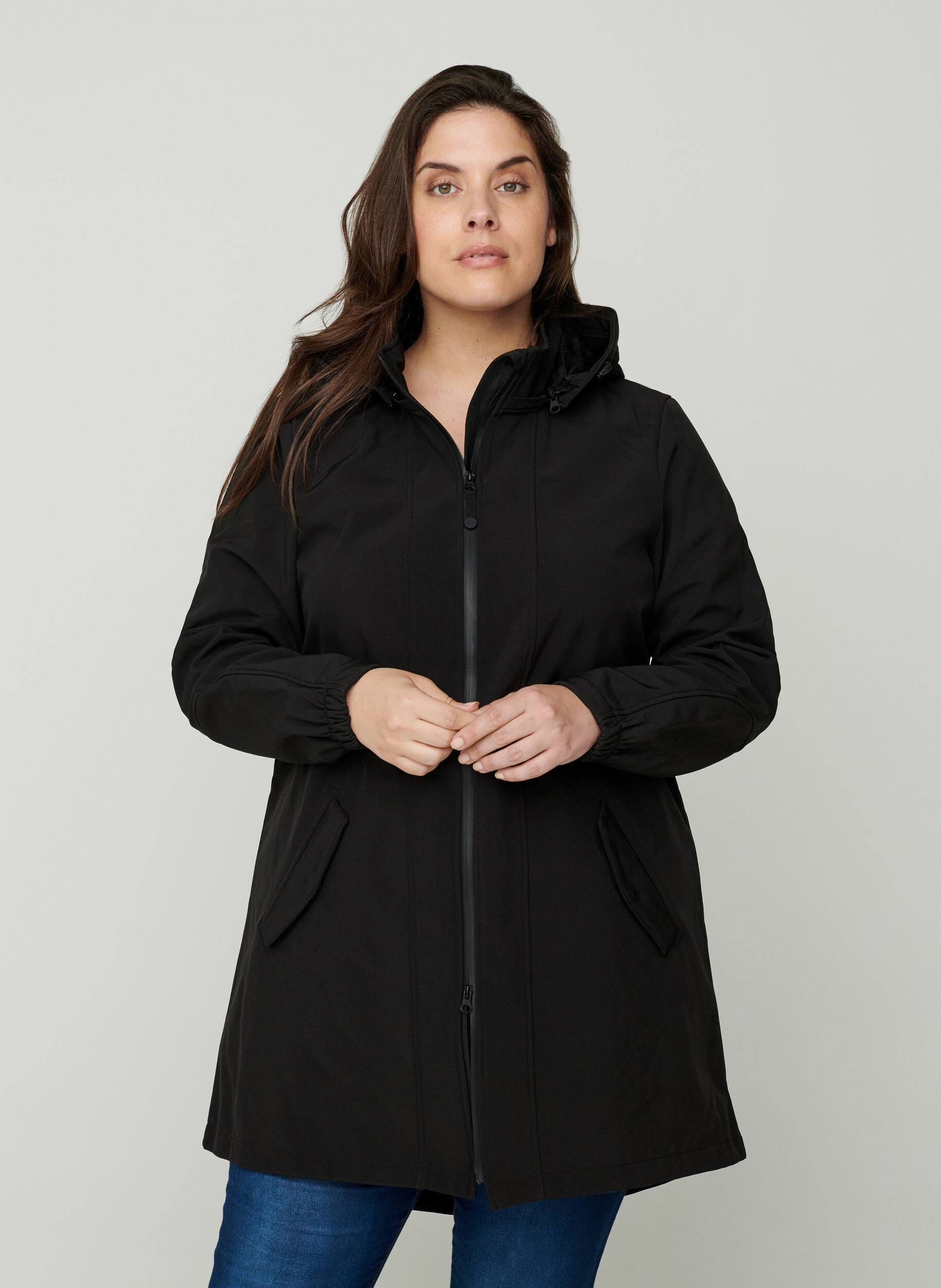 Zizzi Veste Softshell, Black solid, Model image number 0