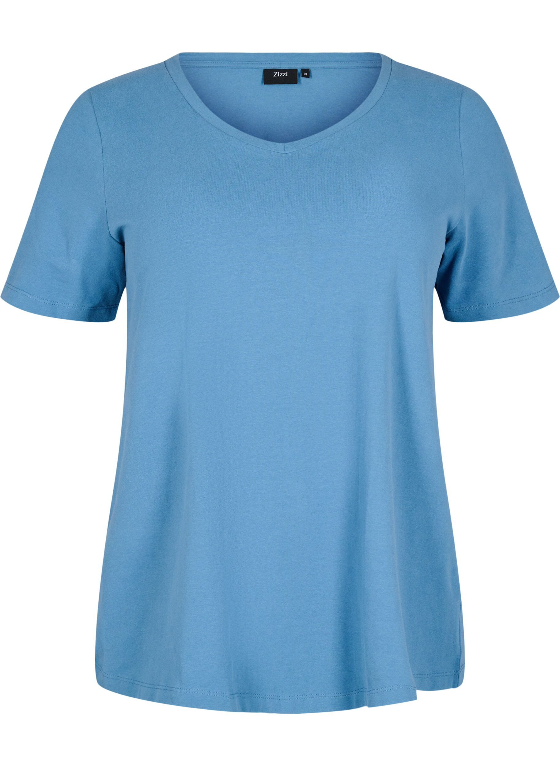 ZizziT-shirt basique en coton de couleur unie, Bleu, Packshot image number 0