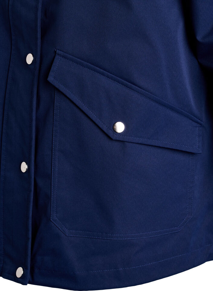Veste courte de printemps avec capuche amovible, Bleu, Packshot image number 3