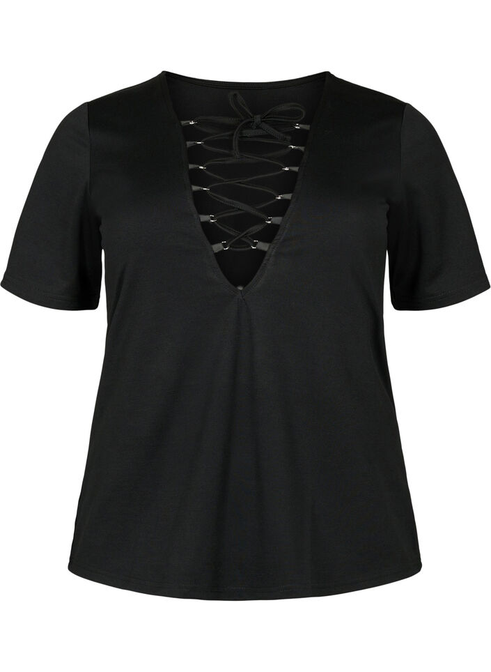  Blouse réversible avec cordon de serrage, Black, Packshot image number 0