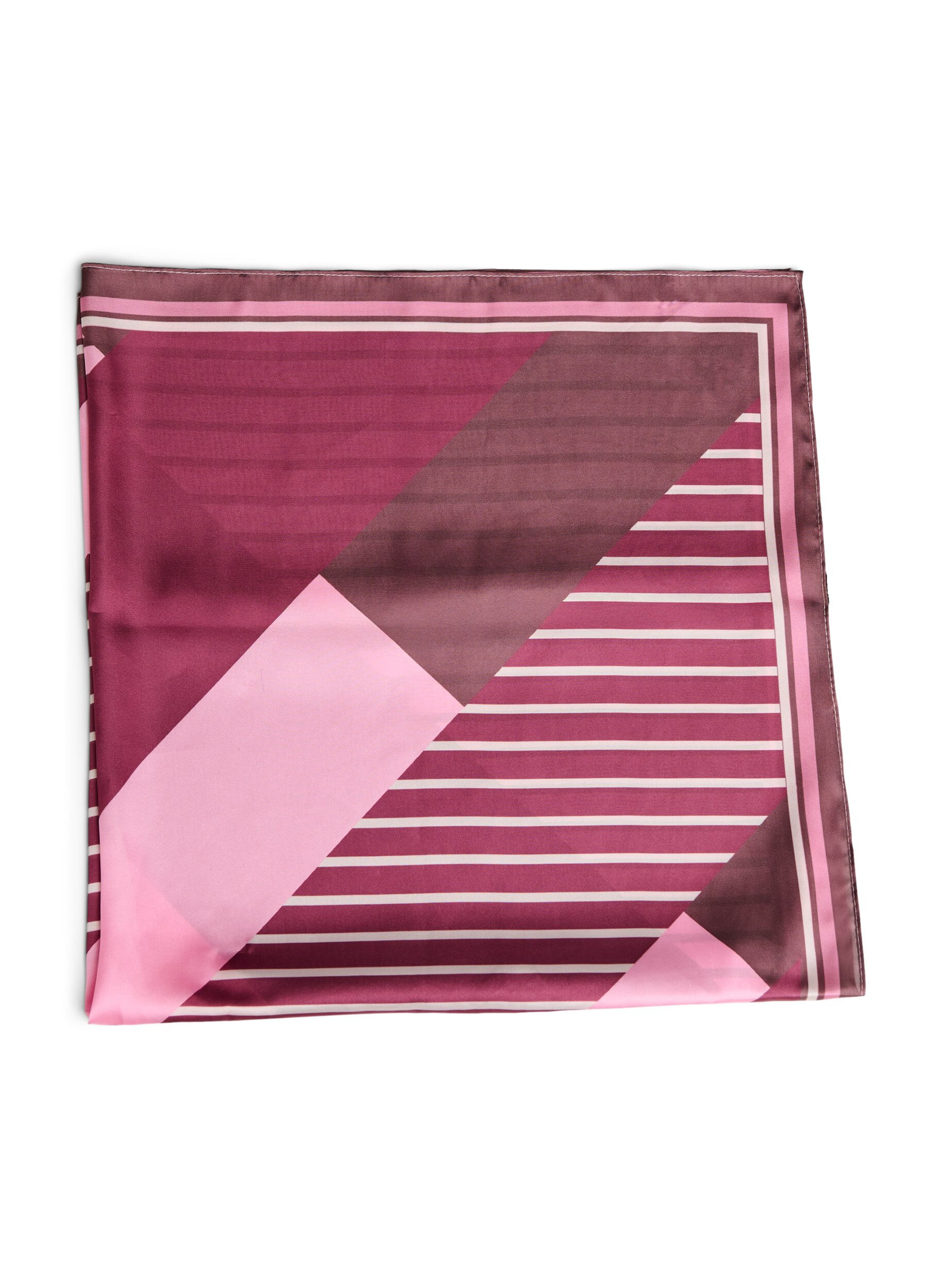 Zizzi Foulard carr&eacute; &agrave; l&rsquo;aspect satin avec un motif, Bordeaux, Packshot image number 1