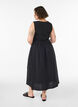 Robe midi sans manches en coton avec maille c&ocirc;tel&eacute;e et mousseline, Noir, Model image number 1