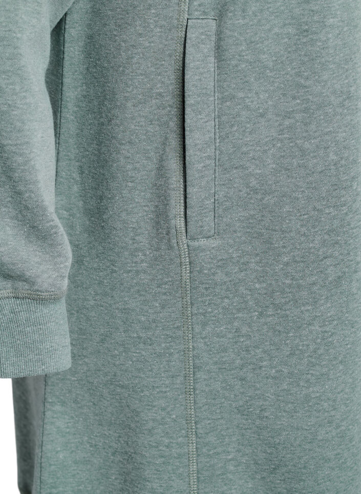 Robe sweat-shirt courte &agrave; col montant et poches, Vert, Packshot image number 3