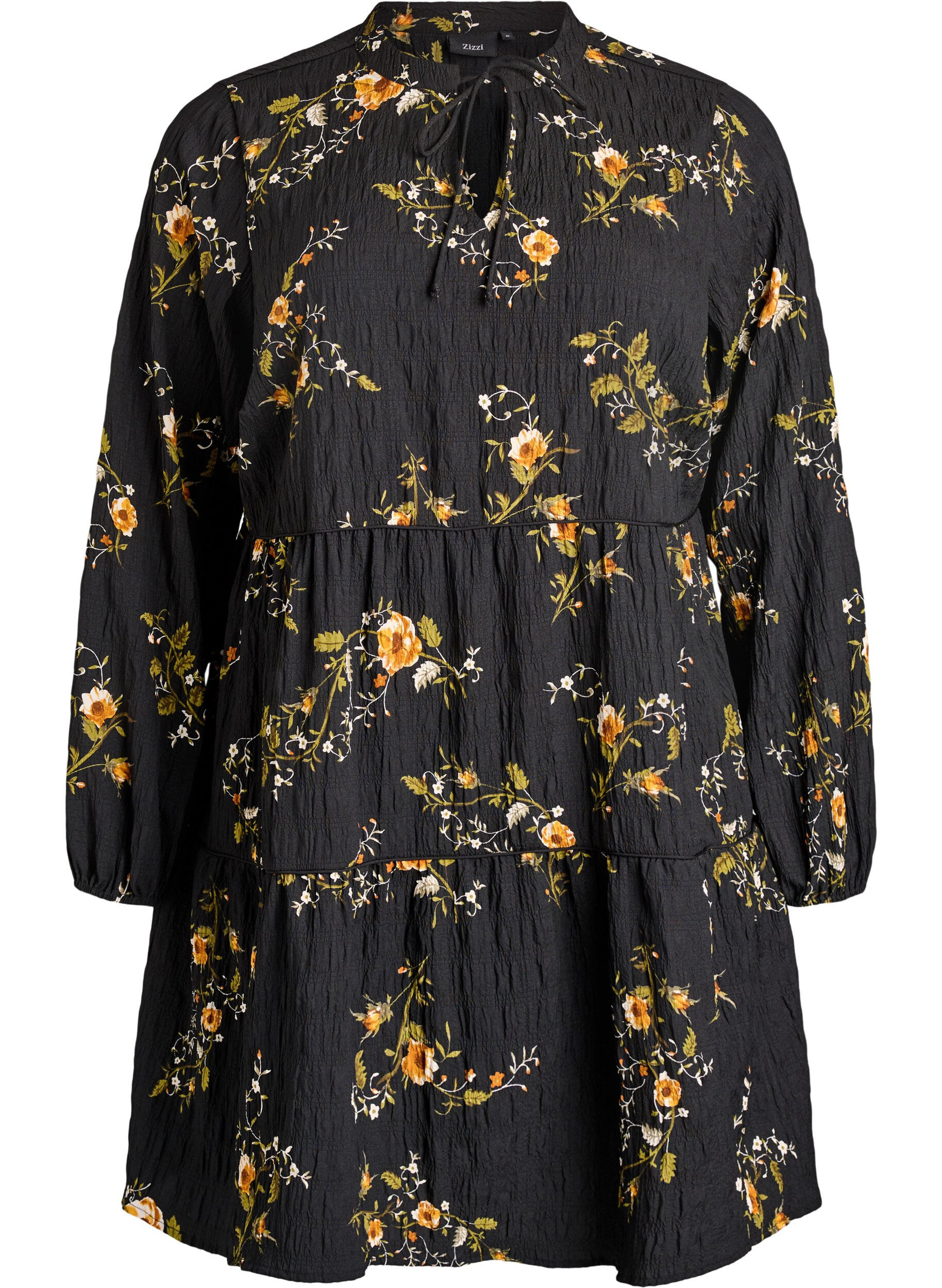 ZizziRobes &agrave; imprim&eacute; floral avec fermeture &agrave; cravate, Noir, Packshot image number 0