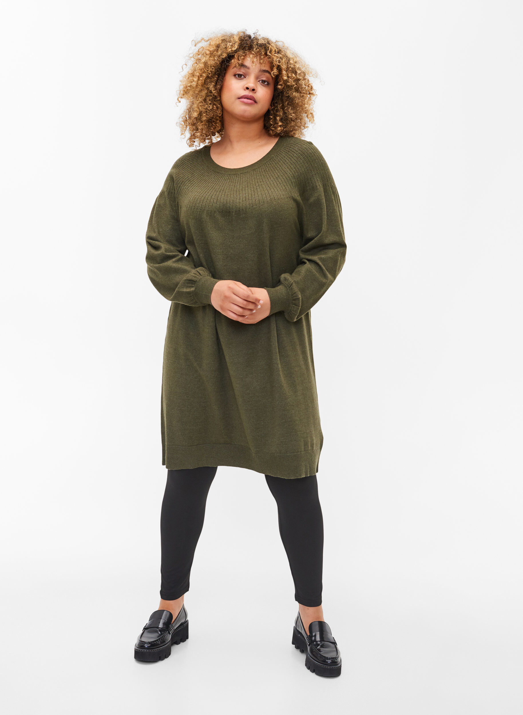 Zizzi Lot de 2-leggings&nbsp;basiques, Black, Model image number 2