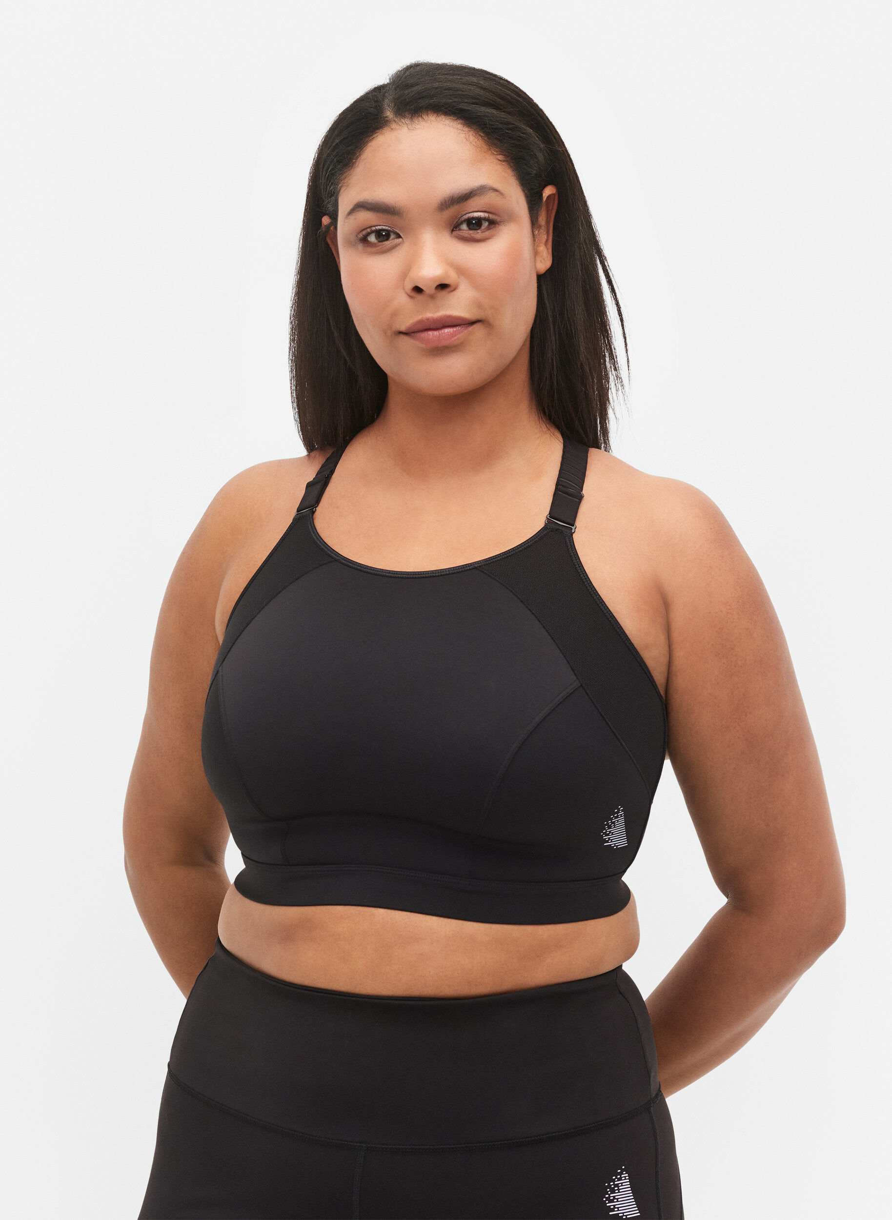 Zizzi CORE, SUPER HIGH, SPORTS BRA - Brassi&egrave;re de sport avec bretelles r&eacute;glables, Black, Model image number 0