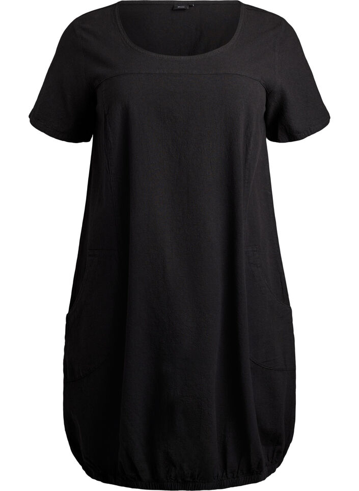 Robe en coton &agrave; manches courtes, Noir, Packshot image number 0