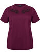 T-shirt avec broderie florale et strass, Violet, Packshot image number 0