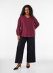 Blouse en viscose avec col en V et ourlet arrondi, Bordeaux, Model image number 1